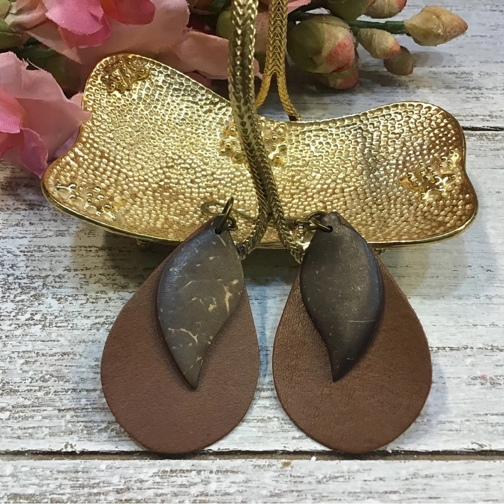 Brown Leather Earrings